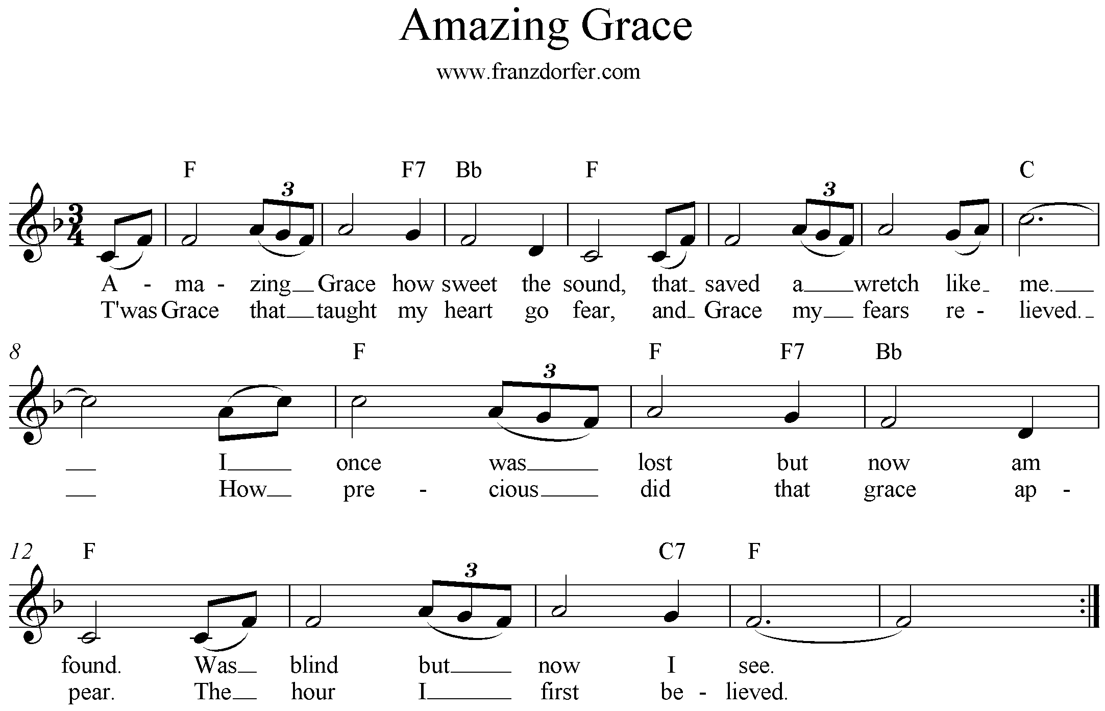 trumpet - Amazing Grace - F-Major