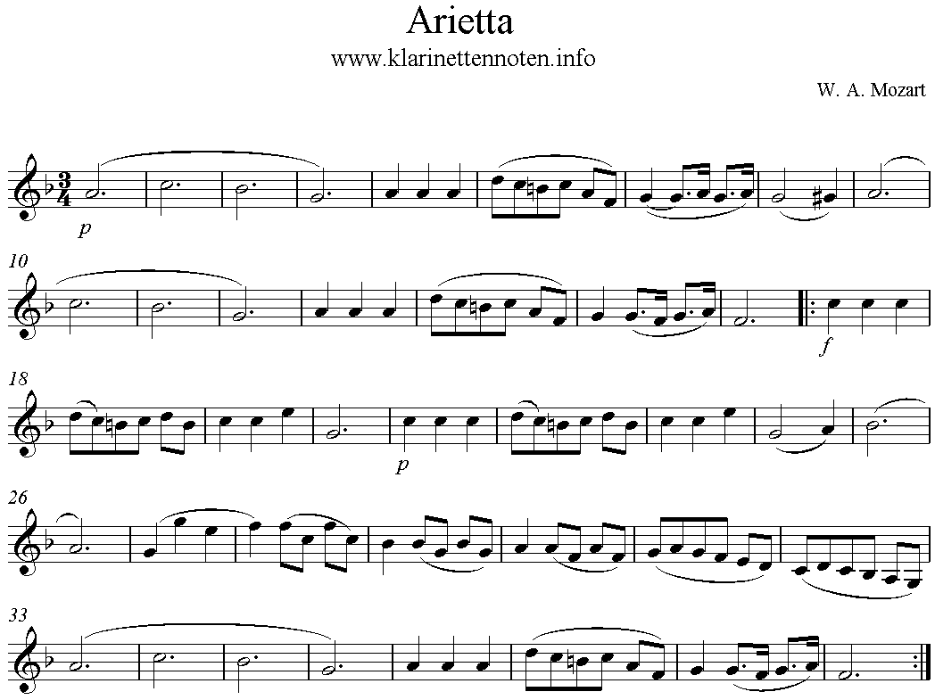 Arietta Mozart, Klarinette