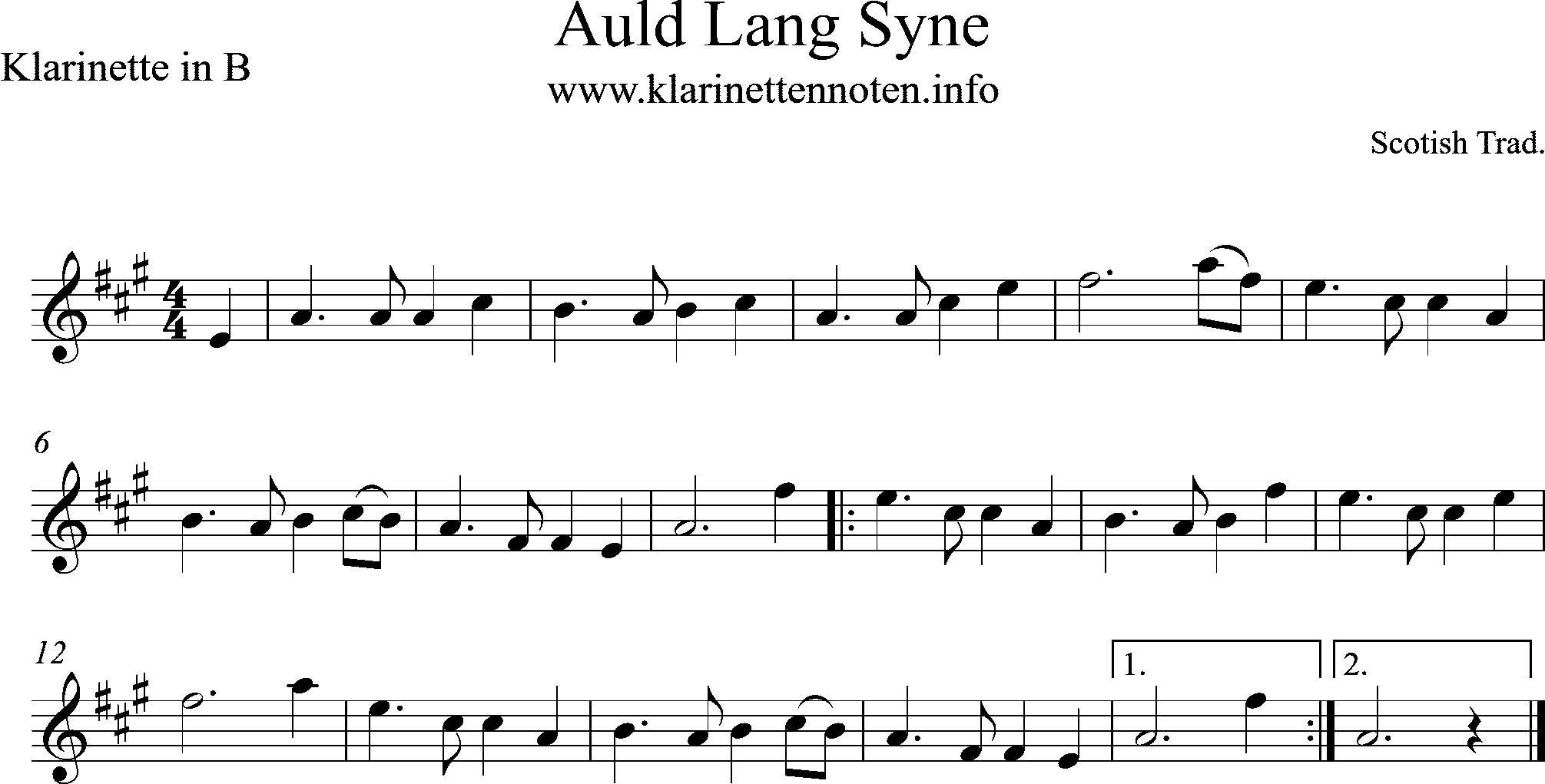 auld lang syne- A-Major.