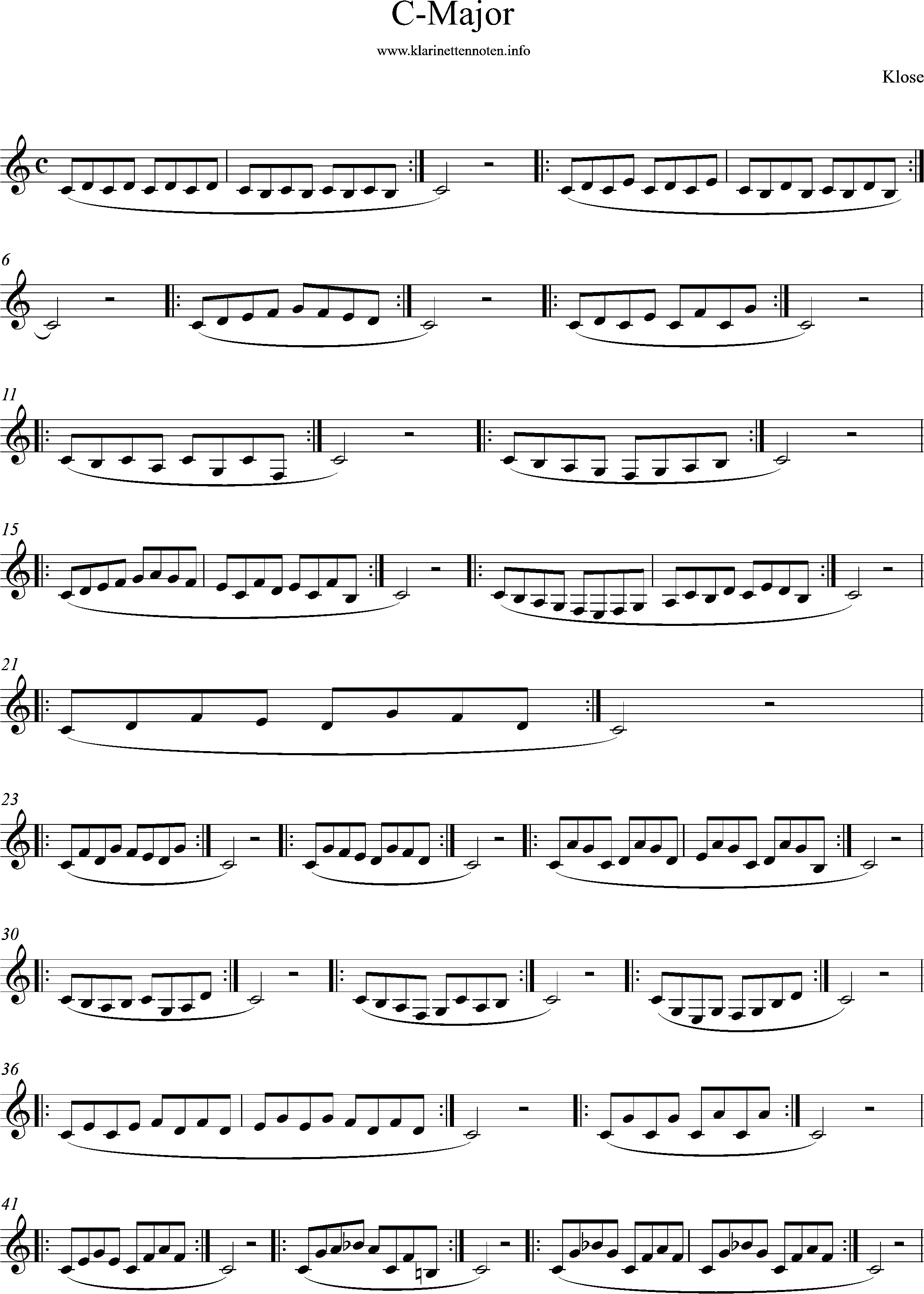 clarinet, klose, c_major scales